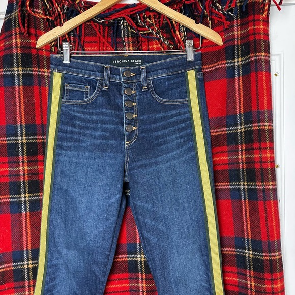 VERONICA BEARD Blue Stripe Carolyn Baby Boot Jeans sz 26 - Picture 8 of 13